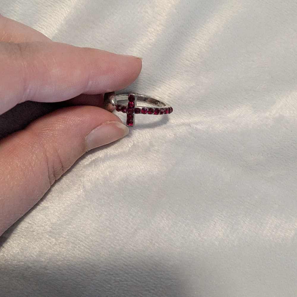 Silver and Red Contemporary Rings - Picture 3 of 3